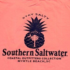 Southern Saltwater Myrtle Beach TShirt Stay Salty 2XL Coral Pineapple Short Slee